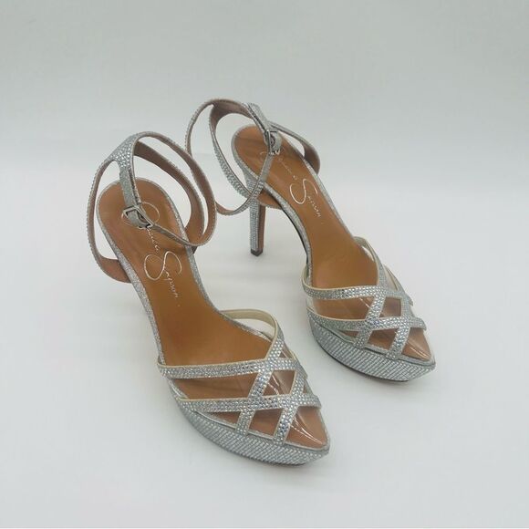 JESSICA SIMPSON | Oluina Rhinestone Platform Pump | Silver/Clear | Size 5.5 - Picture 2 of 10